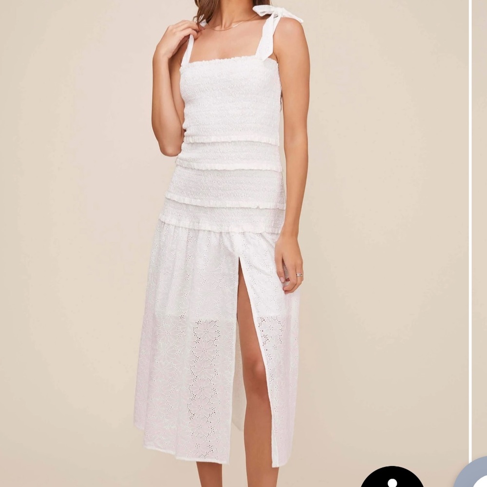 Tessa smocked eyelet midi dress. Astr the label.